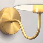 Classic Fabric Shade Wall Light with Brushed Gold Arm
