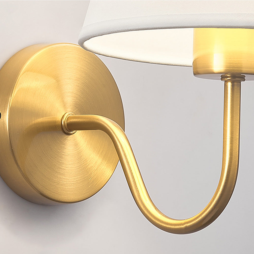 Classic Fabric Shade Wall Light with Brushed Gold Arm