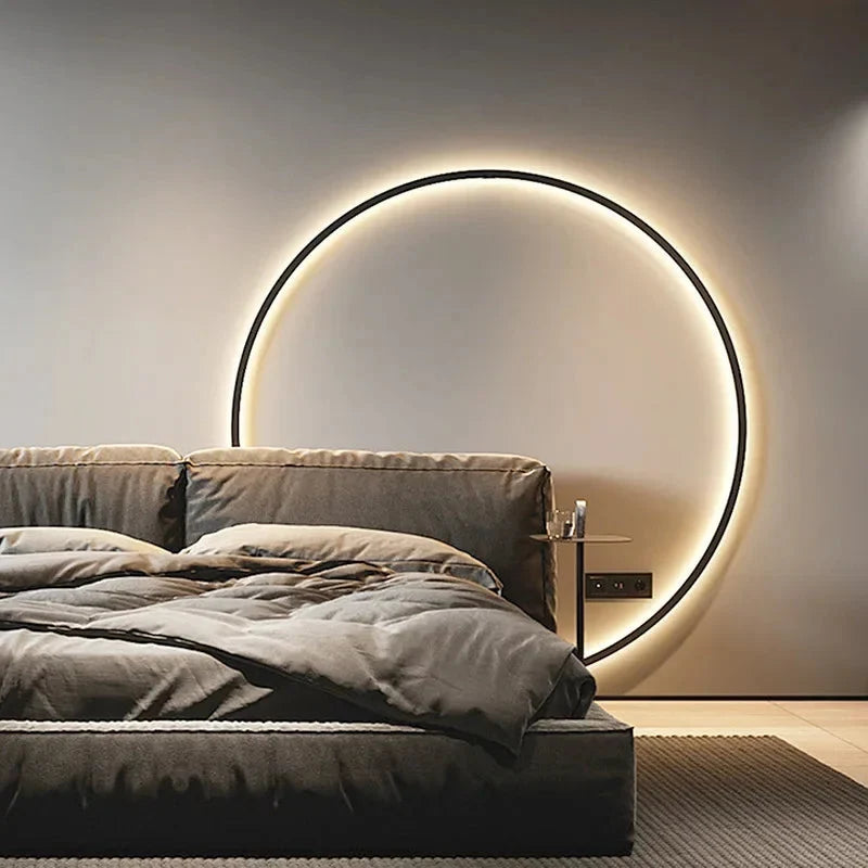 Round Minimalist LED Wall Light with Backlit Glow