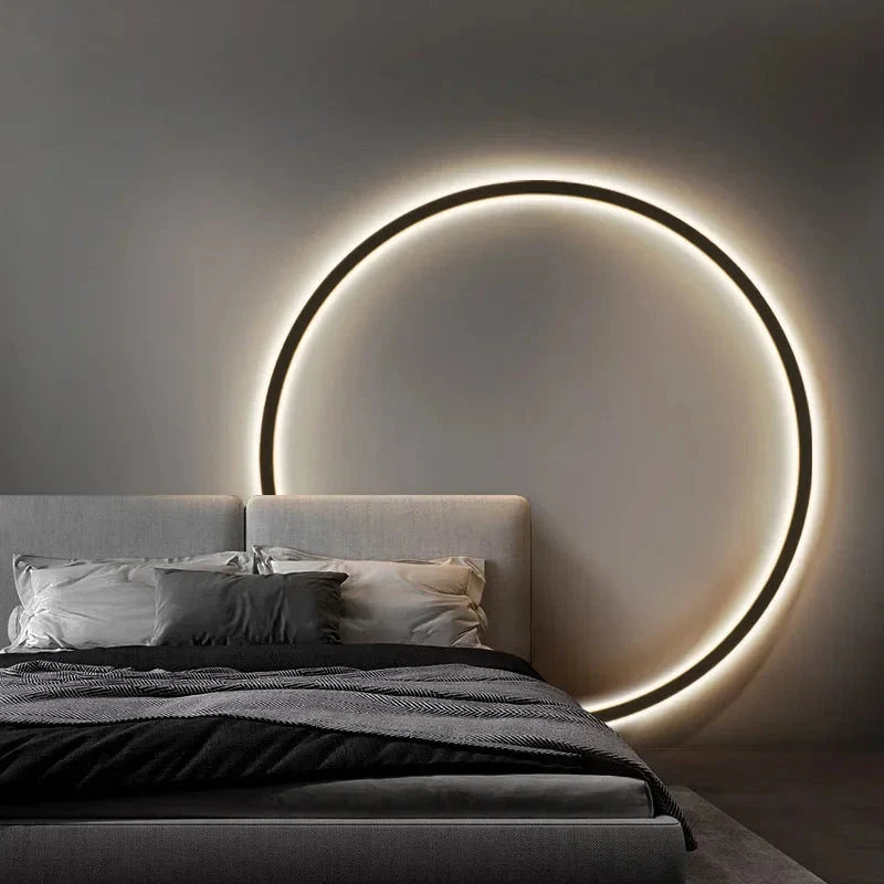 Round Minimalist LED Wall Light with Backlit Glow