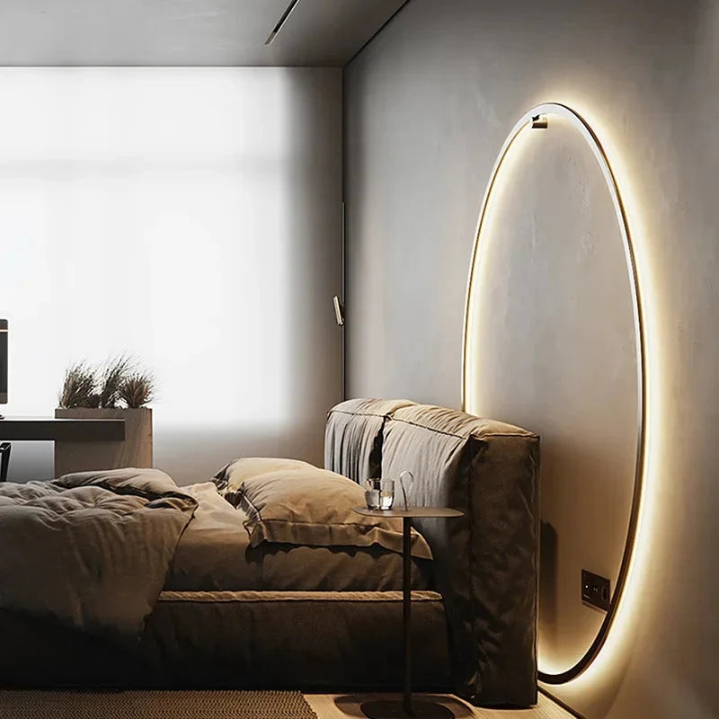 Round Minimalist LED Wall Light with Backlit Glow