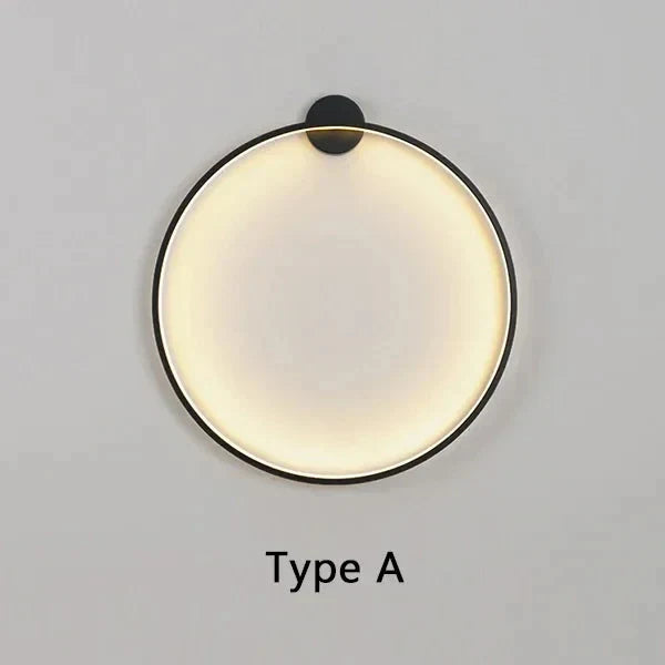 Round Minimalist LED Wall Light with Backlit Glow