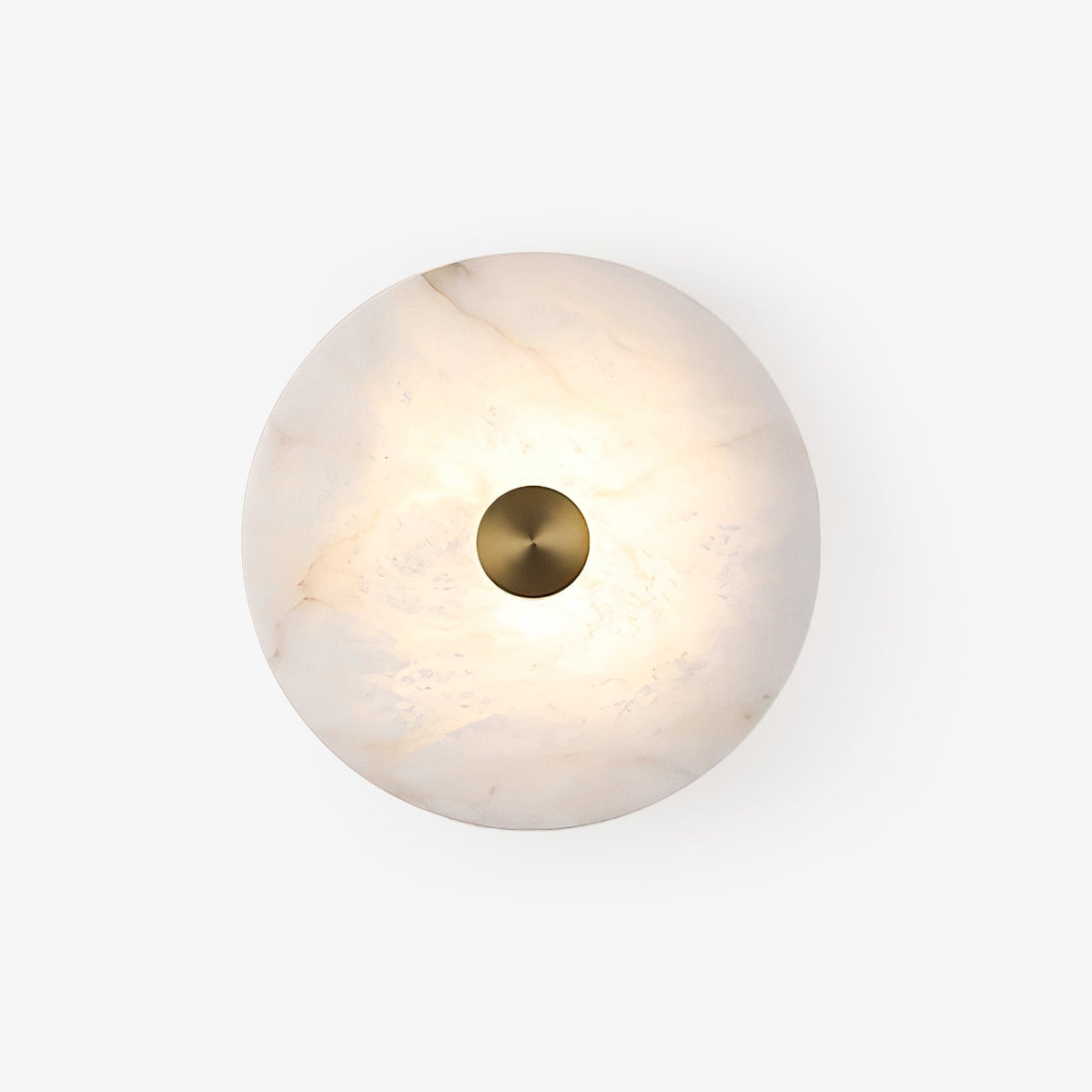 Alabaster Disc Wall Light with Brass Detail