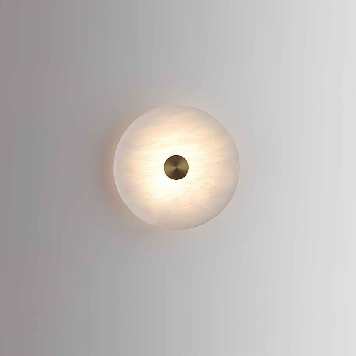 Alabaster Disc Wall Light with Brass Detail