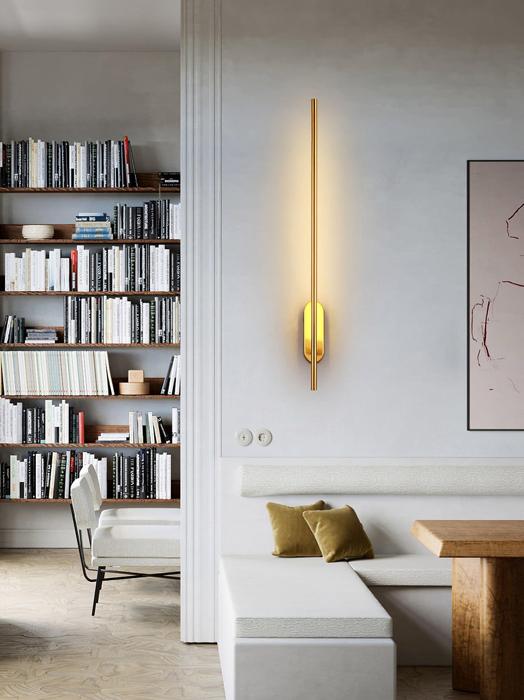 Minimalist Linear Bar Wall Light with Integrated LED, 60 cm