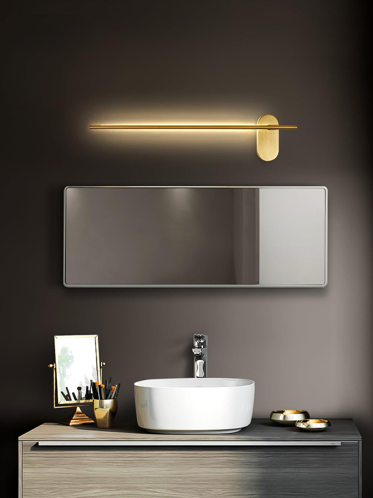 Minimalist Linear Bar Wall Light with Integrated LED, 60 cm