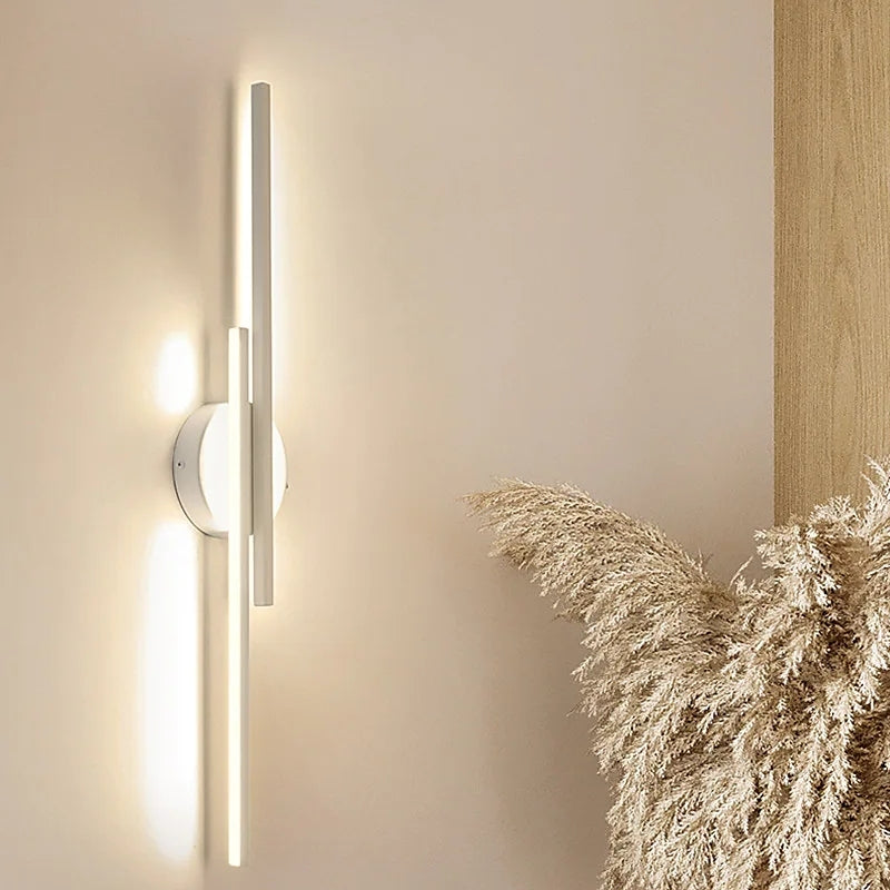 Minimalist Twin Bar LED Wall Light with Round Base