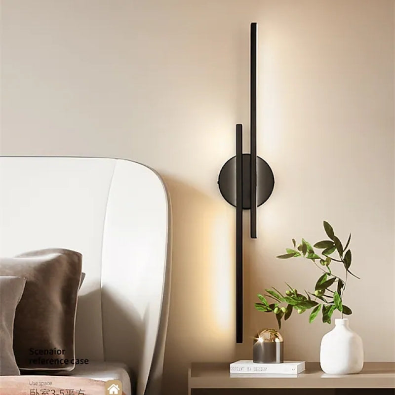 Minimalist Twin Bar LED Wall Light with Round Base
