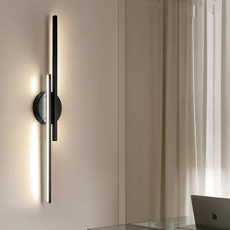 Minimalist Twin Bar LED Wall Light with Round Base