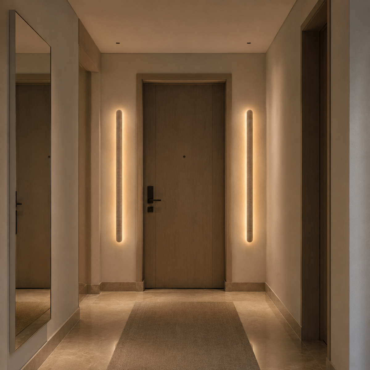 Travertine Wall Light with Integrated Warm LED, 30 or 60 cm