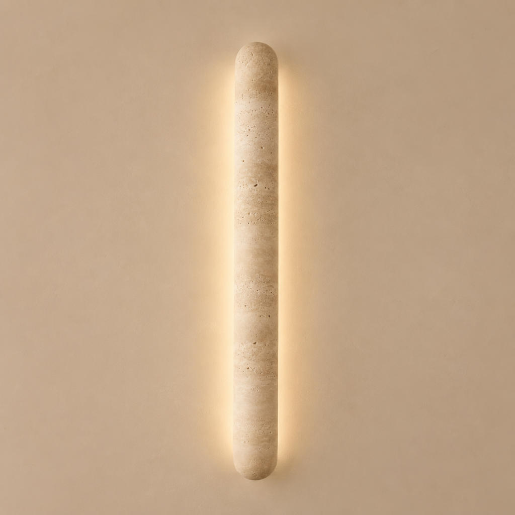 Travertine Wall Light with Integrated Warm LED, 30 or 60 cm