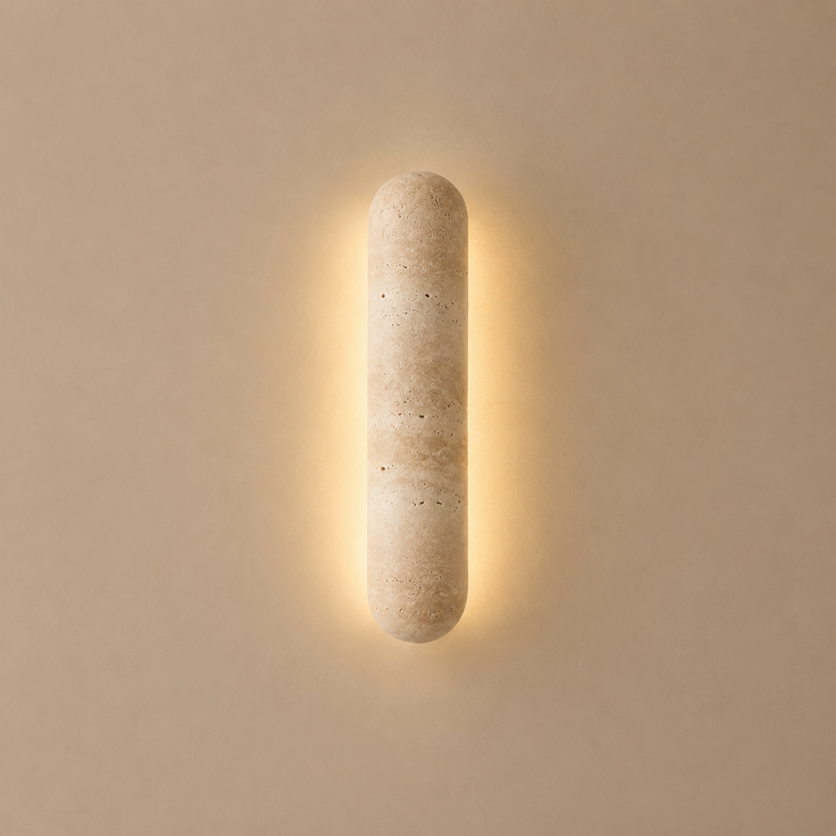 Travertine Wall Light with Integrated Warm LED, 30 or 60 cm