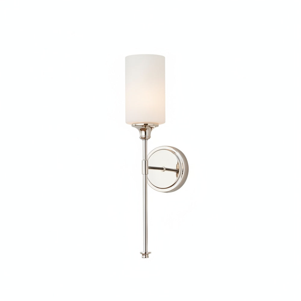 Minimalist Opal Glass Wall Light with Round Backplate, IP44