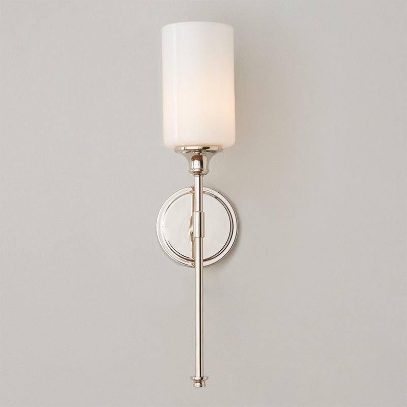 Minimalist Opal Glass Wall Light with Round Backplate, IP44
