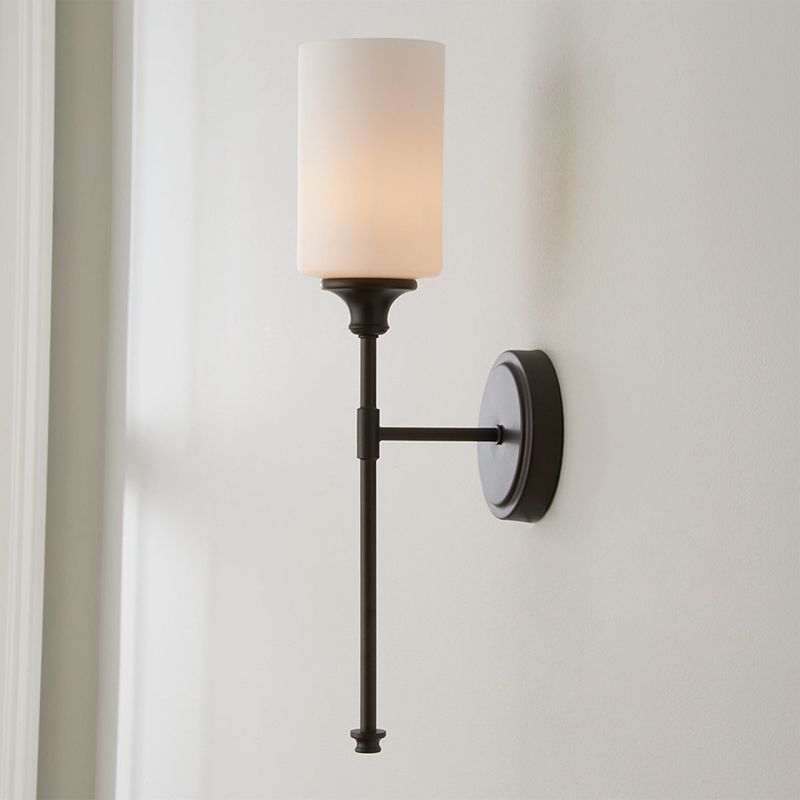Minimalist Opal Glass Wall Light with Round Backplate, IP44