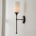 Minimalist Opal Glass Wall Light with Round Backplate, IP44