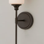 Minimalist Opal Glass Wall Light with Round Backplate, IP44
