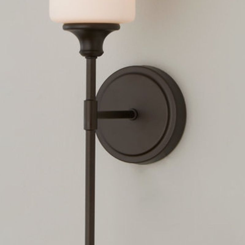 Minimalist Opal Glass Wall Light with Round Backplate, IP44