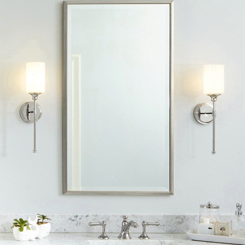 Minimalist Opal Glass Wall Light with Round Backplate, IP44