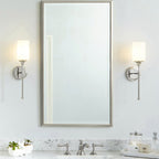 Minimalist Opal Glass Wall Light with Round Backplate, IP44