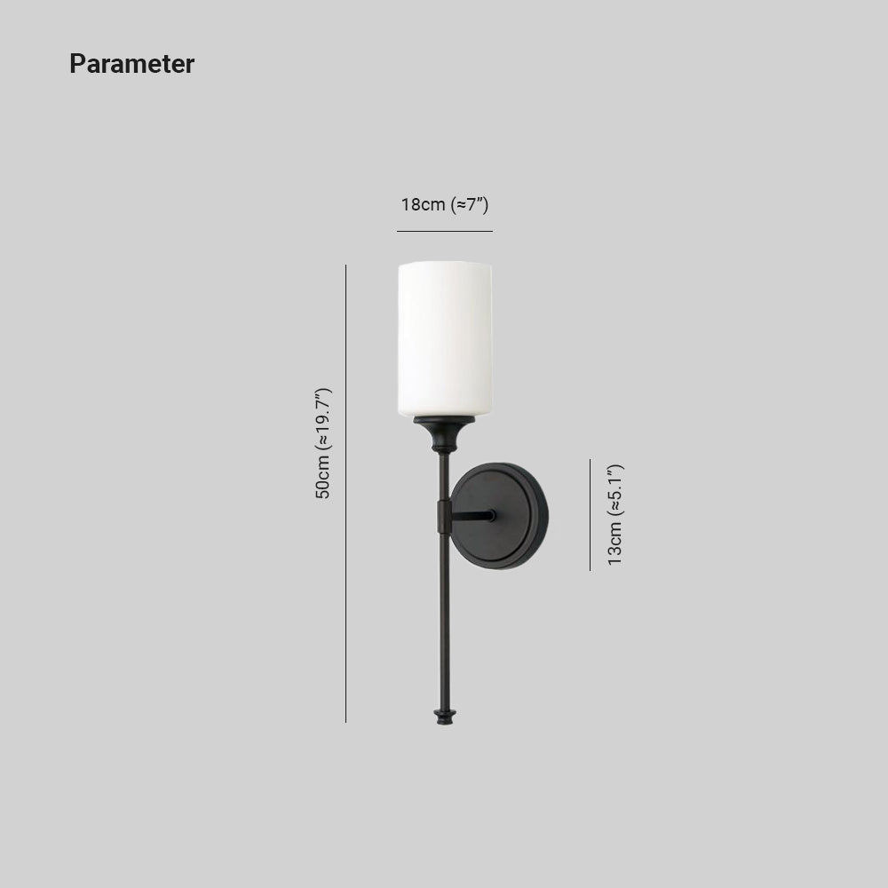 Minimalist Opal Glass Wall Light with Round Backplate, IP44