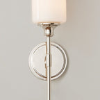 Minimalist Opal Glass Wall Light with Round Backplate, IP44