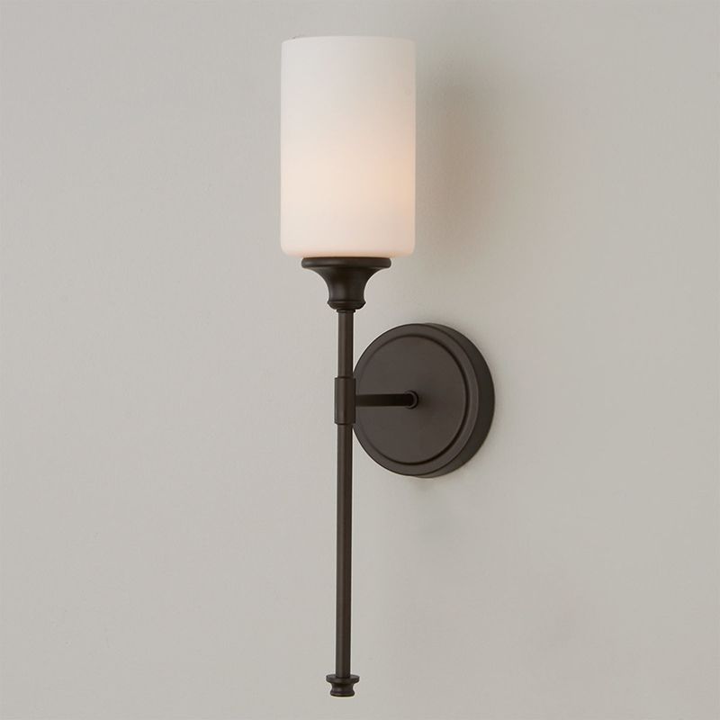 Minimalist Opal Glass Wall Light with Round Backplate, IP44