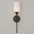 Minimalist Opal Glass Wall Light with Round Backplate, IP44