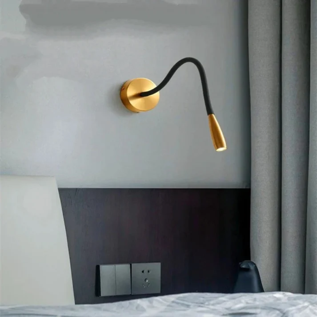 Flexible Arm Reading Wall Light, Gold and Black, 3000K LED