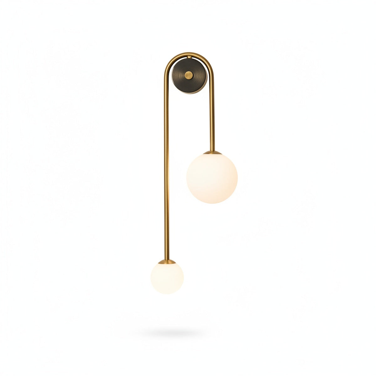 Modernist Wall Light with Two Opal Glass Globes