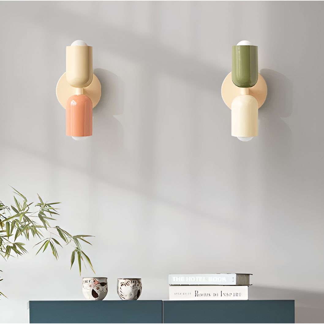Modernist Twin Cylinder Wall Light in Two-Tone Colours