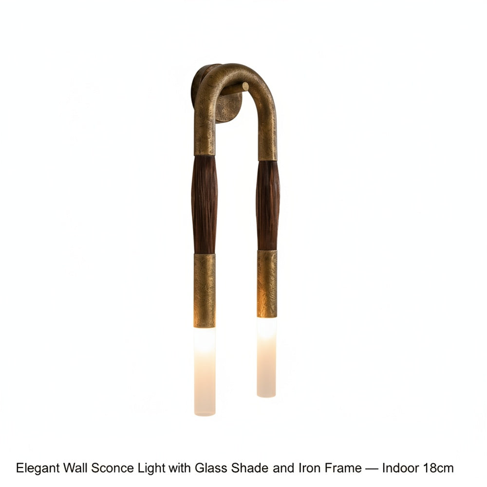 Modernist Double Arm Wall Light with Frosted Glass Shades