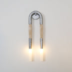 Modernist Double Arm Wall Light with Frosted Glass Shades