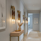 Modernist Double Arm Wall Light with Frosted Glass Shades