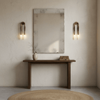 Modernist Double Arm Wall Light with Frosted Glass Shades