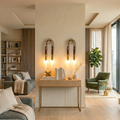 Modernist Double Arm Wall Light with Frosted Glass Shades