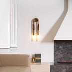 Modernist Double Arm Wall Light with Frosted Glass Shades
