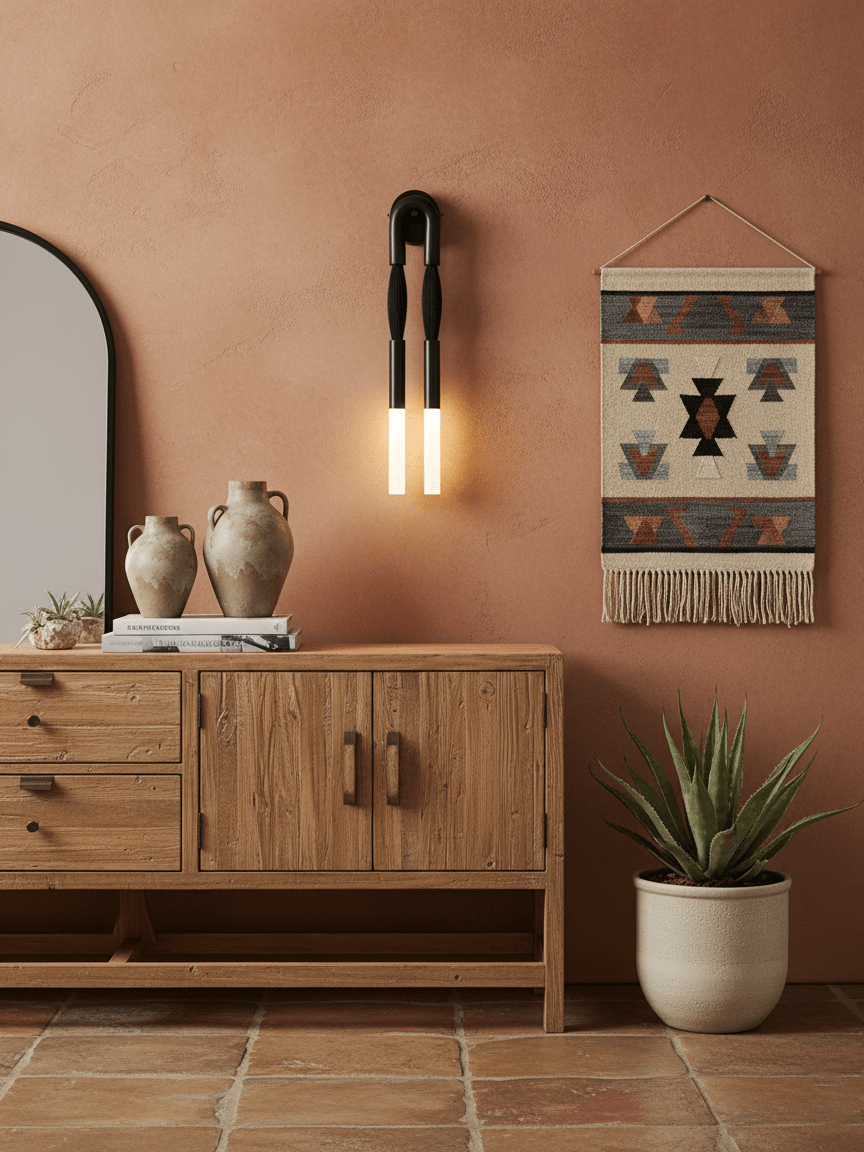 Modernist Double Arm Wall Light with Frosted Glass Shades