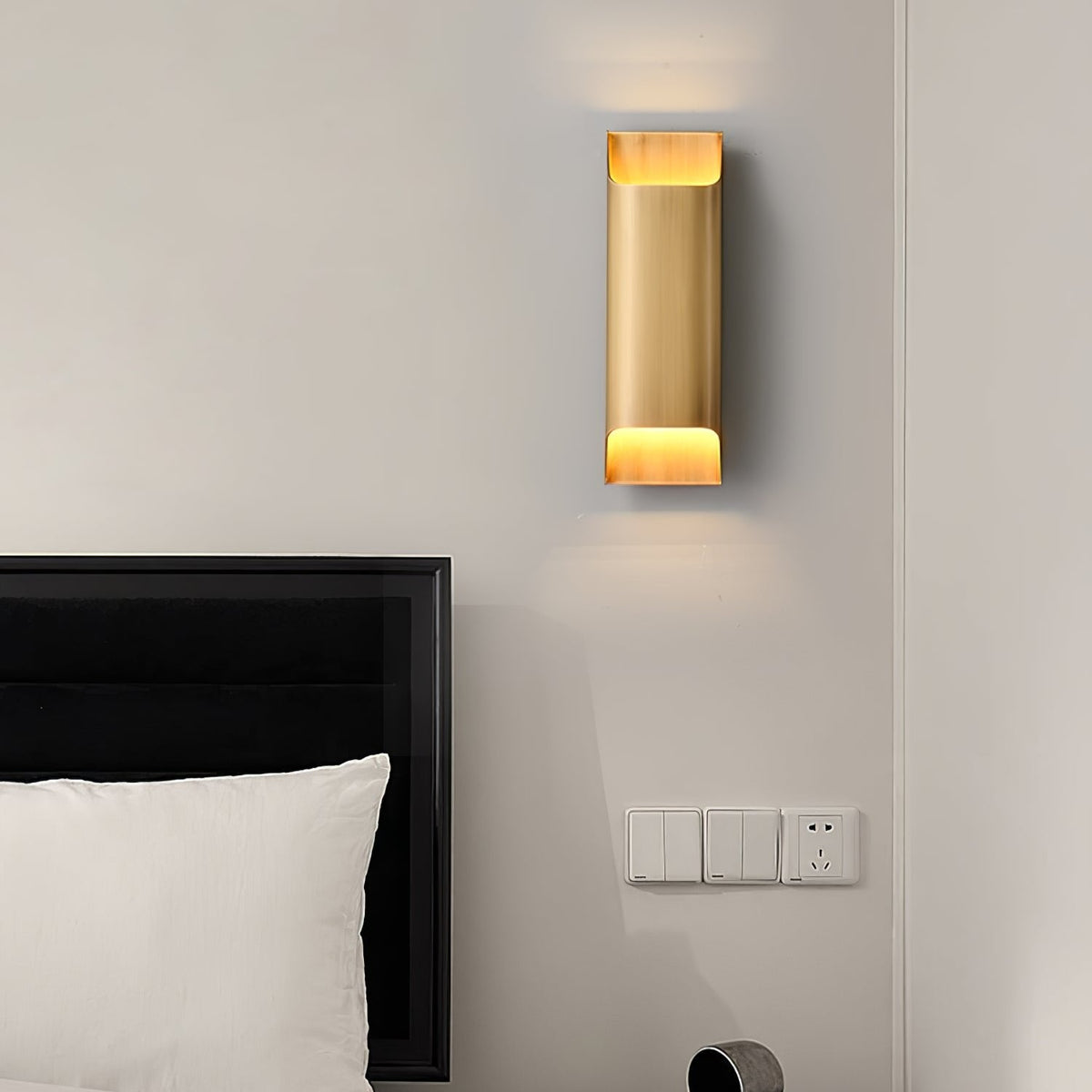 Up and Down Wall Light with Metal Shade, Brass or Black