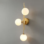 Modern Wall Light with Three Glass Globes, Brass Finish