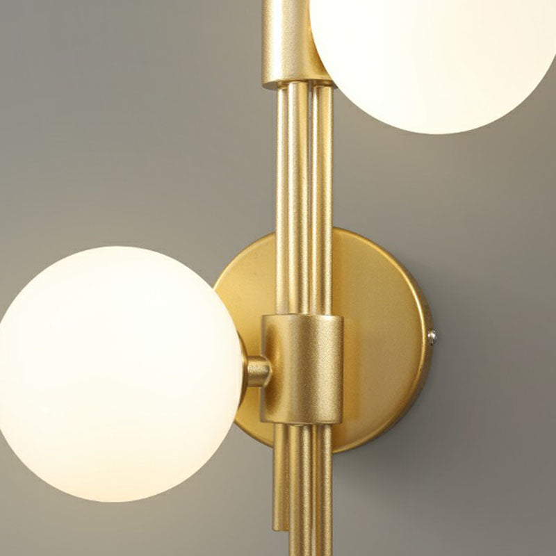 Modern Wall Light with Three Glass Globes, Brass Finish