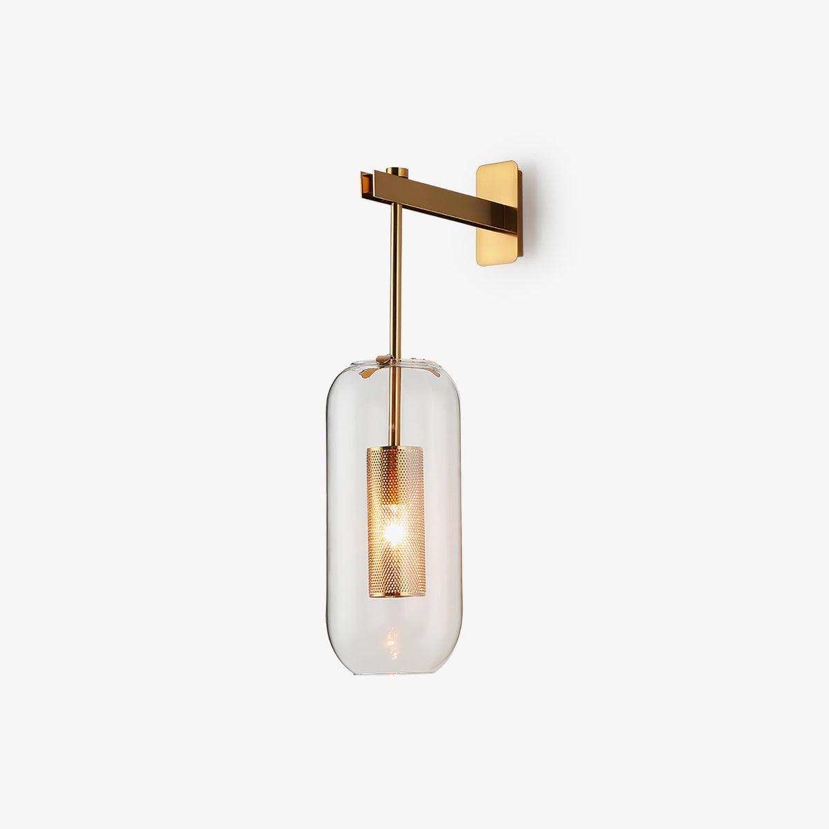 Glass Capsule Wall Light with Perforated Metal Cage