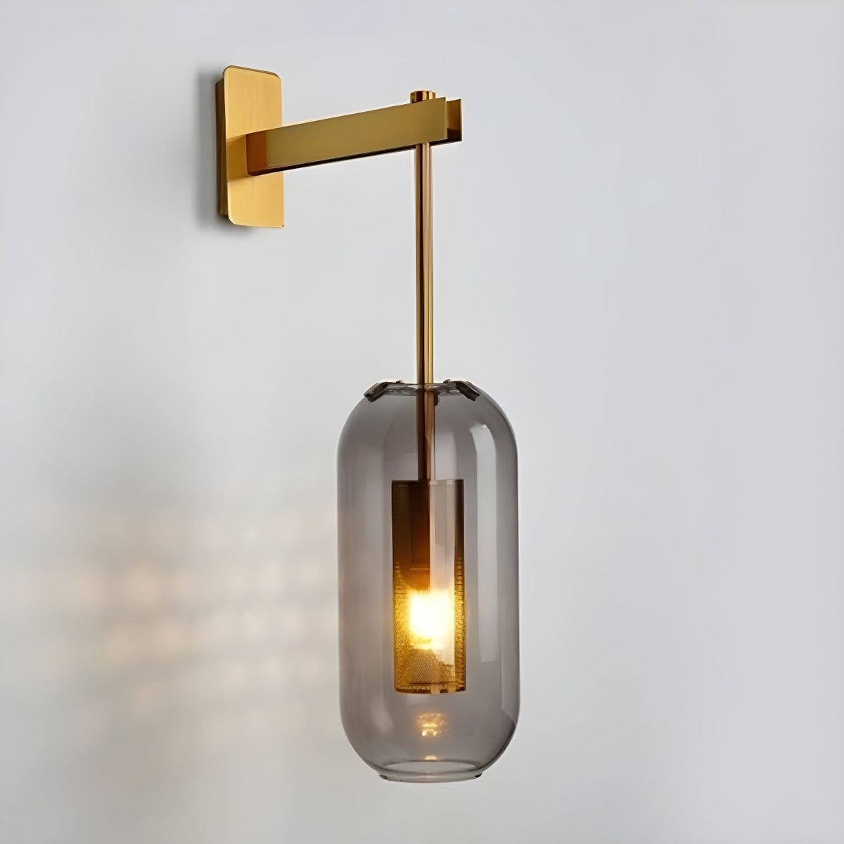 Glass Capsule Wall Light with Perforated Metal Cage