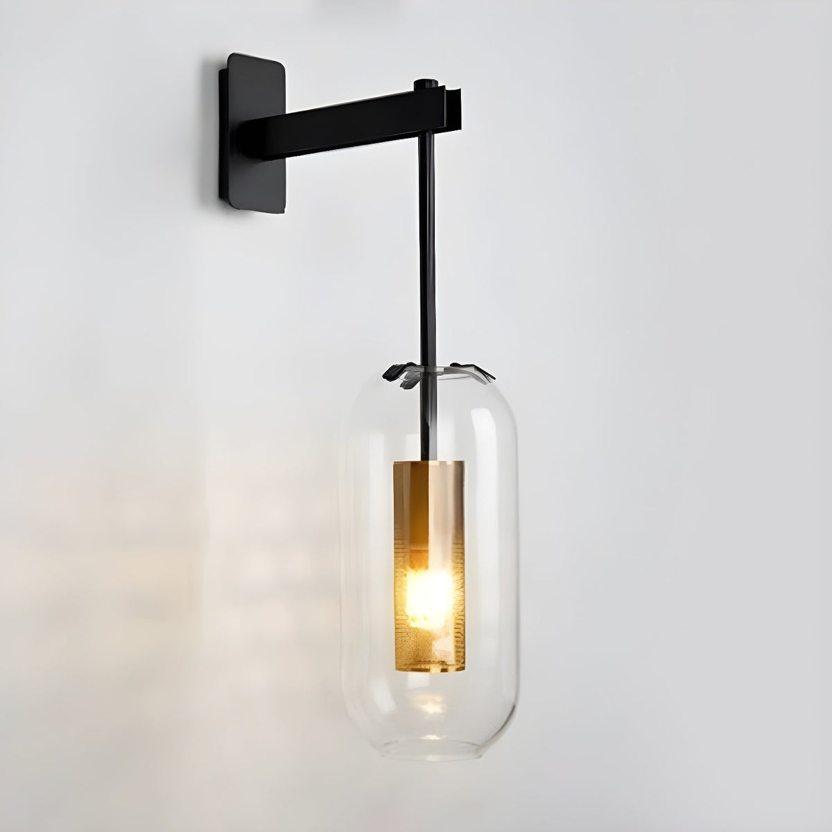 Glass Capsule Wall Light with Perforated Metal Cage
