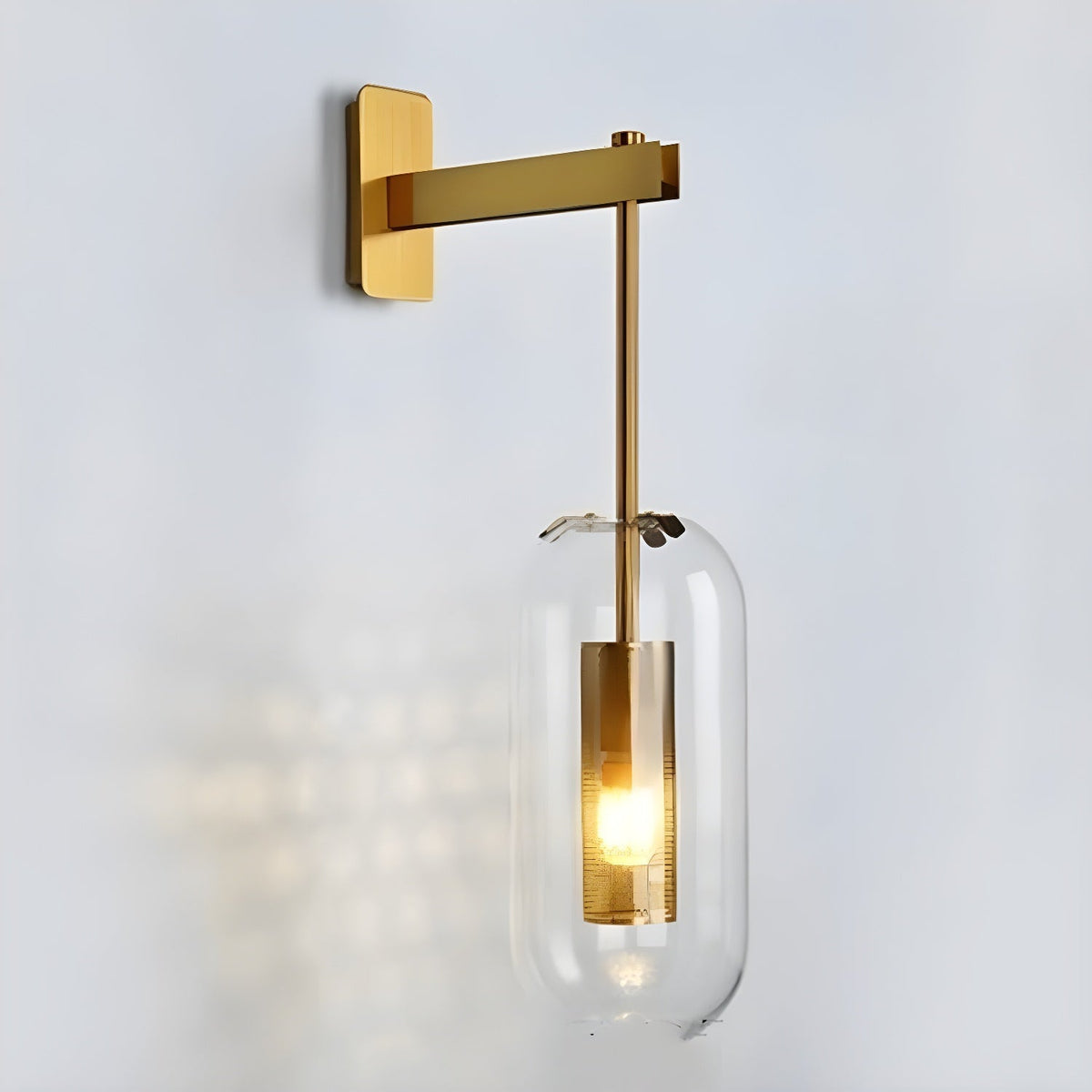 Glass Capsule Wall Light with Perforated Metal Cage