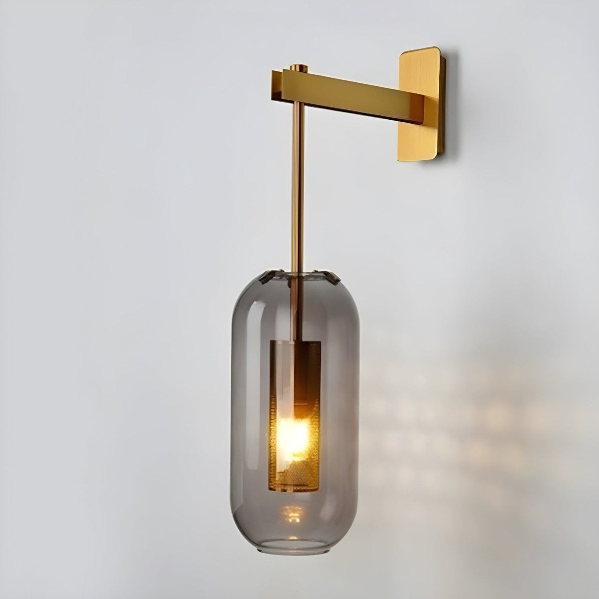 Glass Capsule Wall Light with Perforated Metal Cage