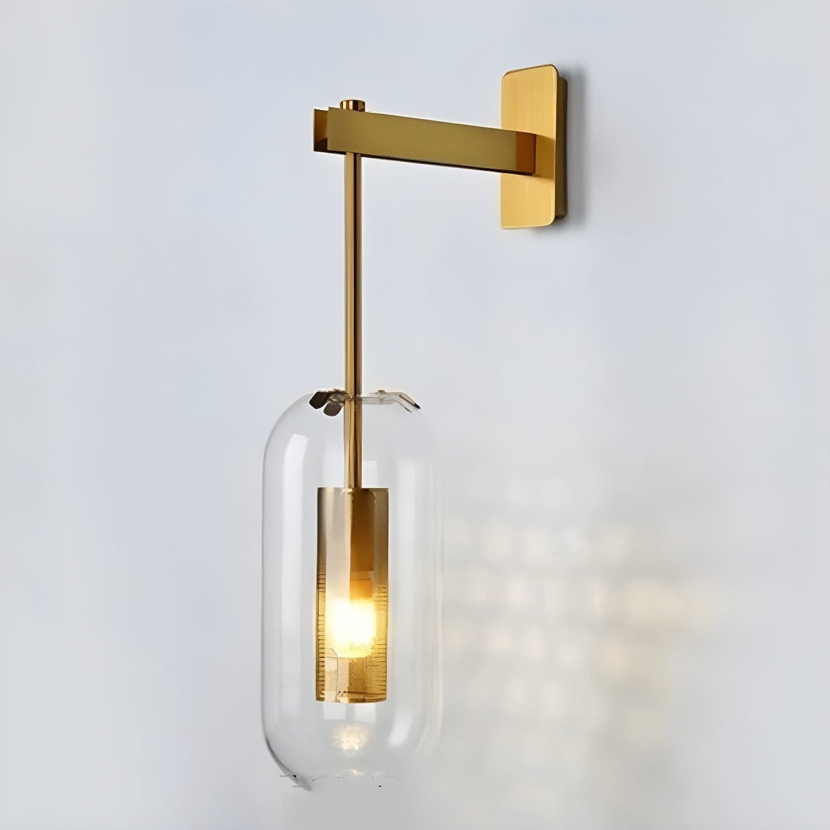 Glass Capsule Wall Light with Perforated Metal Cage