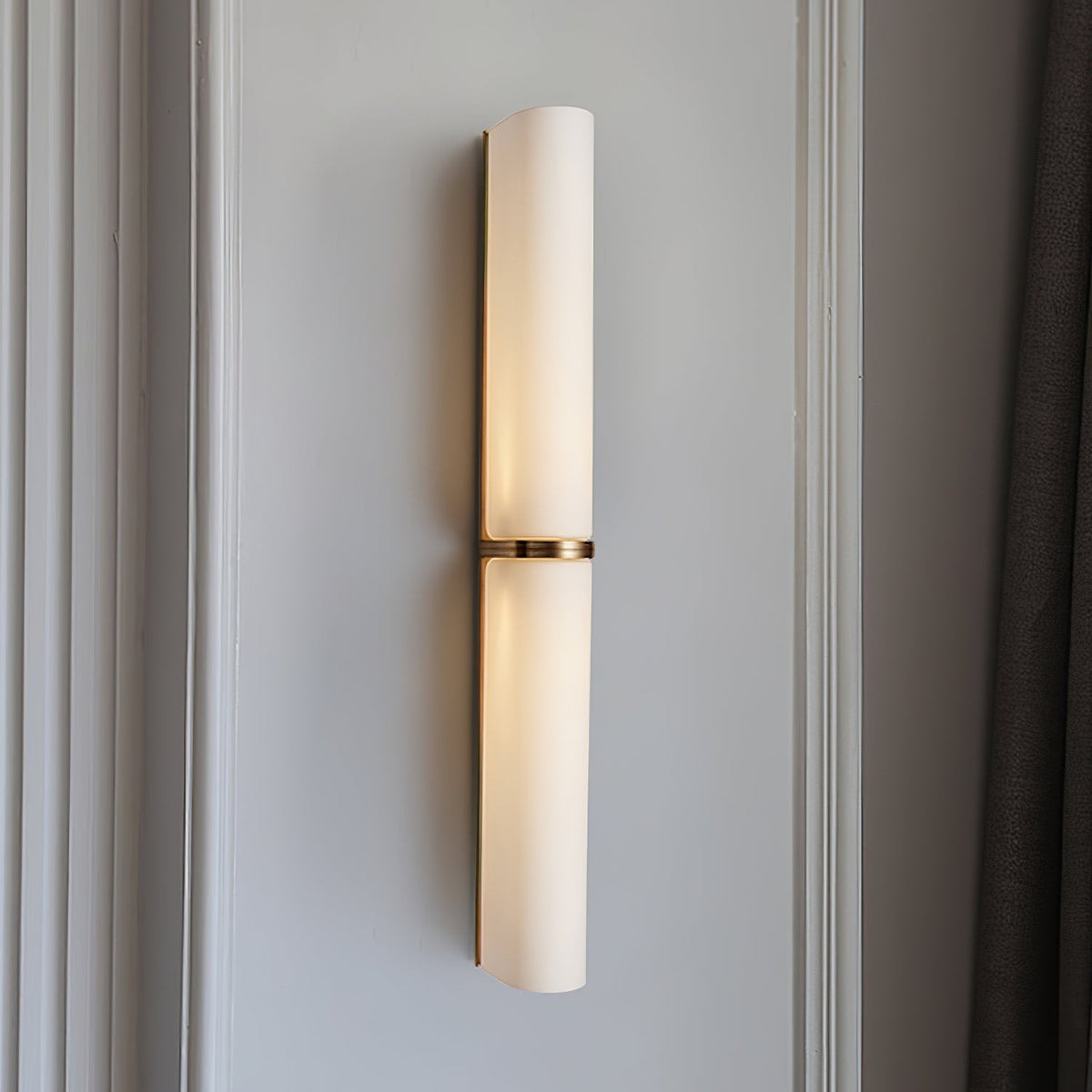 Minimalist Twin Cylinder Glass Wall Light, Integrated LED