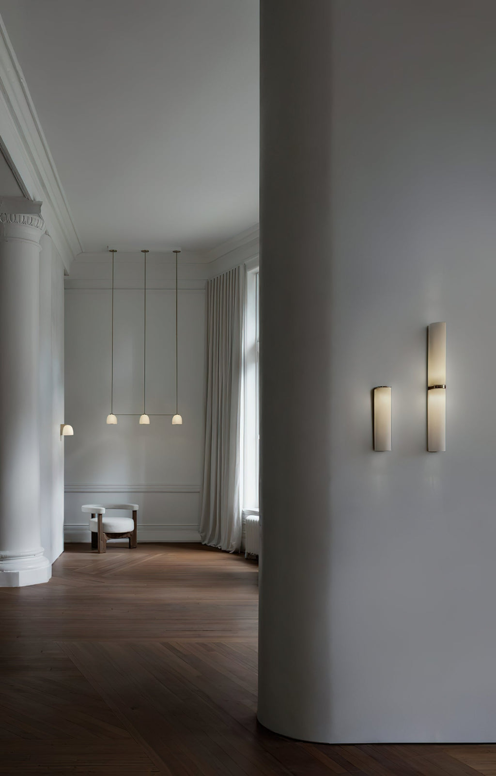 Minimalist Twin Cylinder Glass Wall Light, Integrated LED
