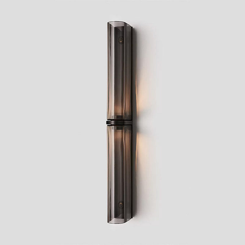 Minimalist Twin Cylinder Glass Wall Light, Integrated LED